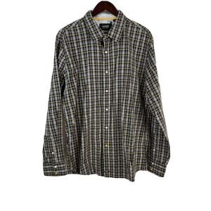 Nick It Long Sleeve Button Up Shirt XL 100% Cotton Black & Yellow Plaid EUC